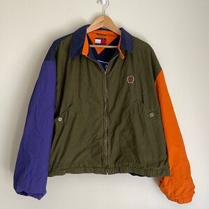 Tommy Hilfiger Vintage Colorful Men Color block Fleece lined Jacket Size Large